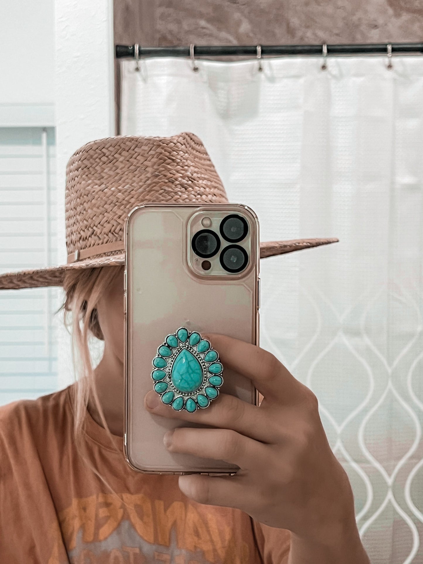Turquoise Purple Teardrop Boho Stone Phone Grip