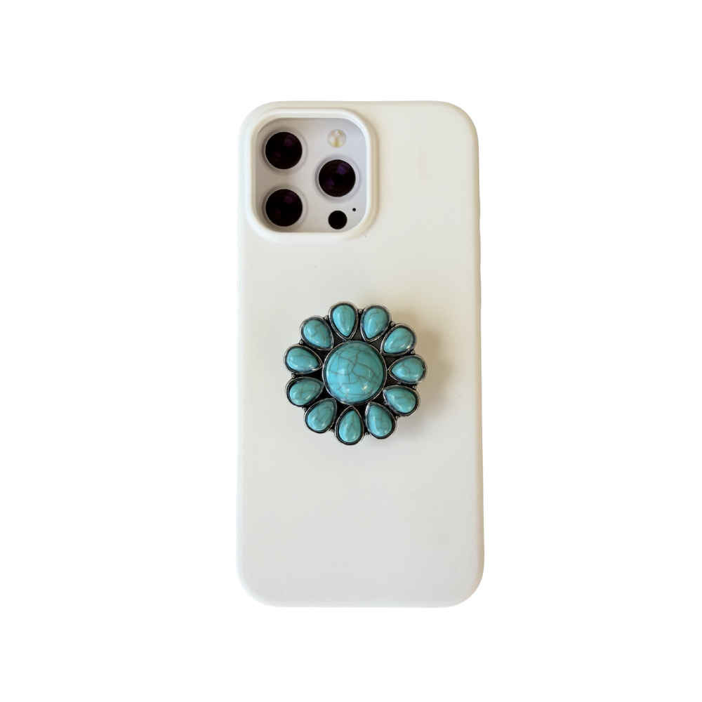 Turquoise Flower Boho Stone Phone Grip