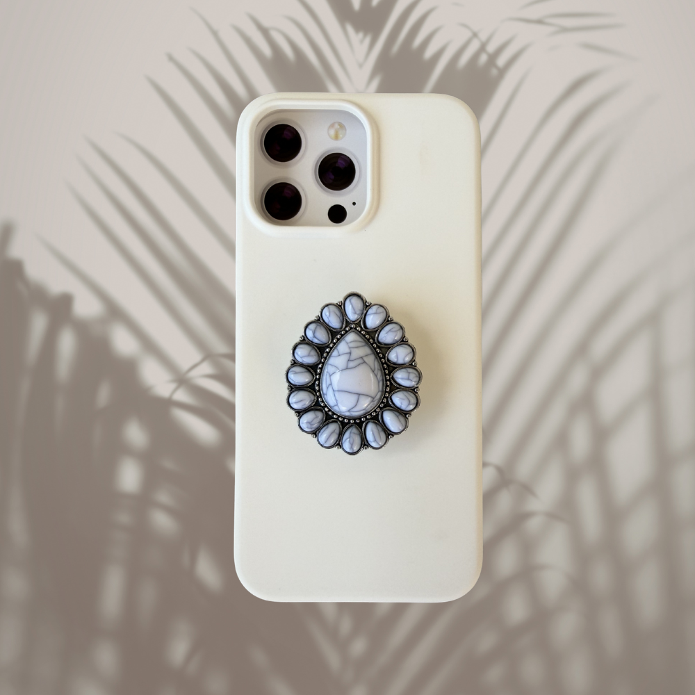 Turquoise White Boho Stone Phone Grip