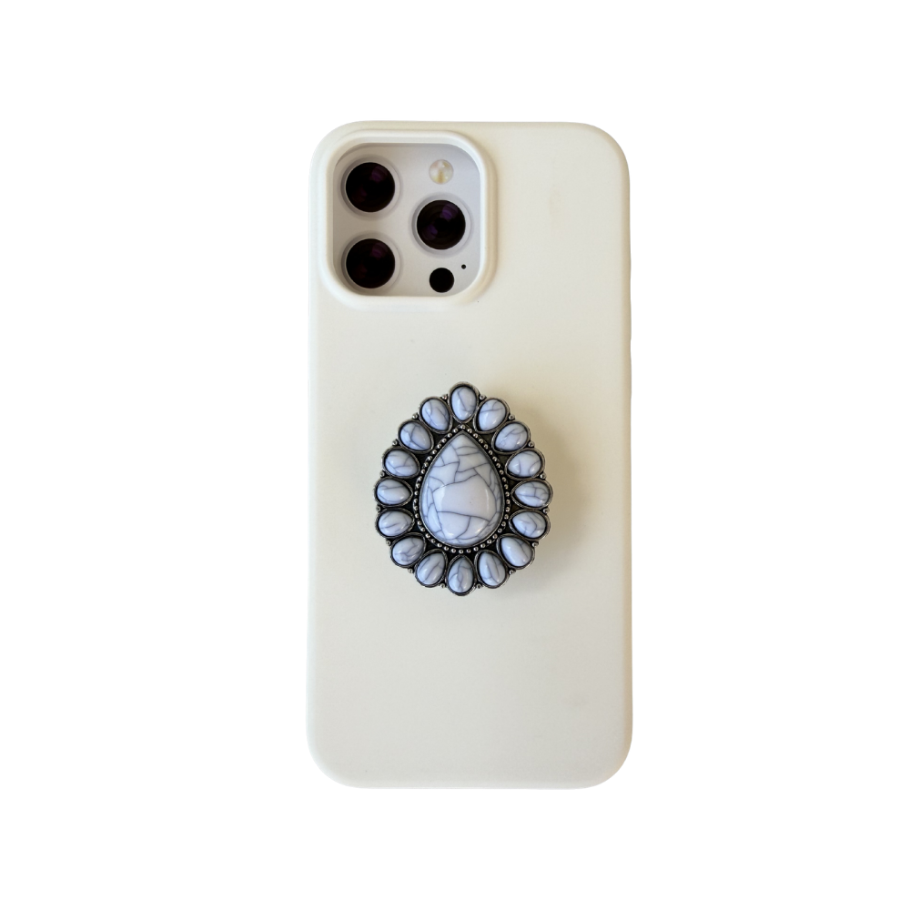 Turquoise White Boho Stone Phone Grip
