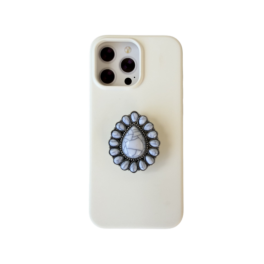 Turquoise White Boho Stone Phone Grip
