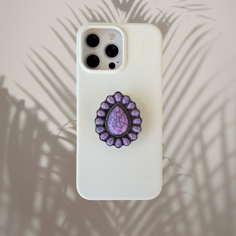 Turquoise Purple Teardrop Boho Stone Phone Grip