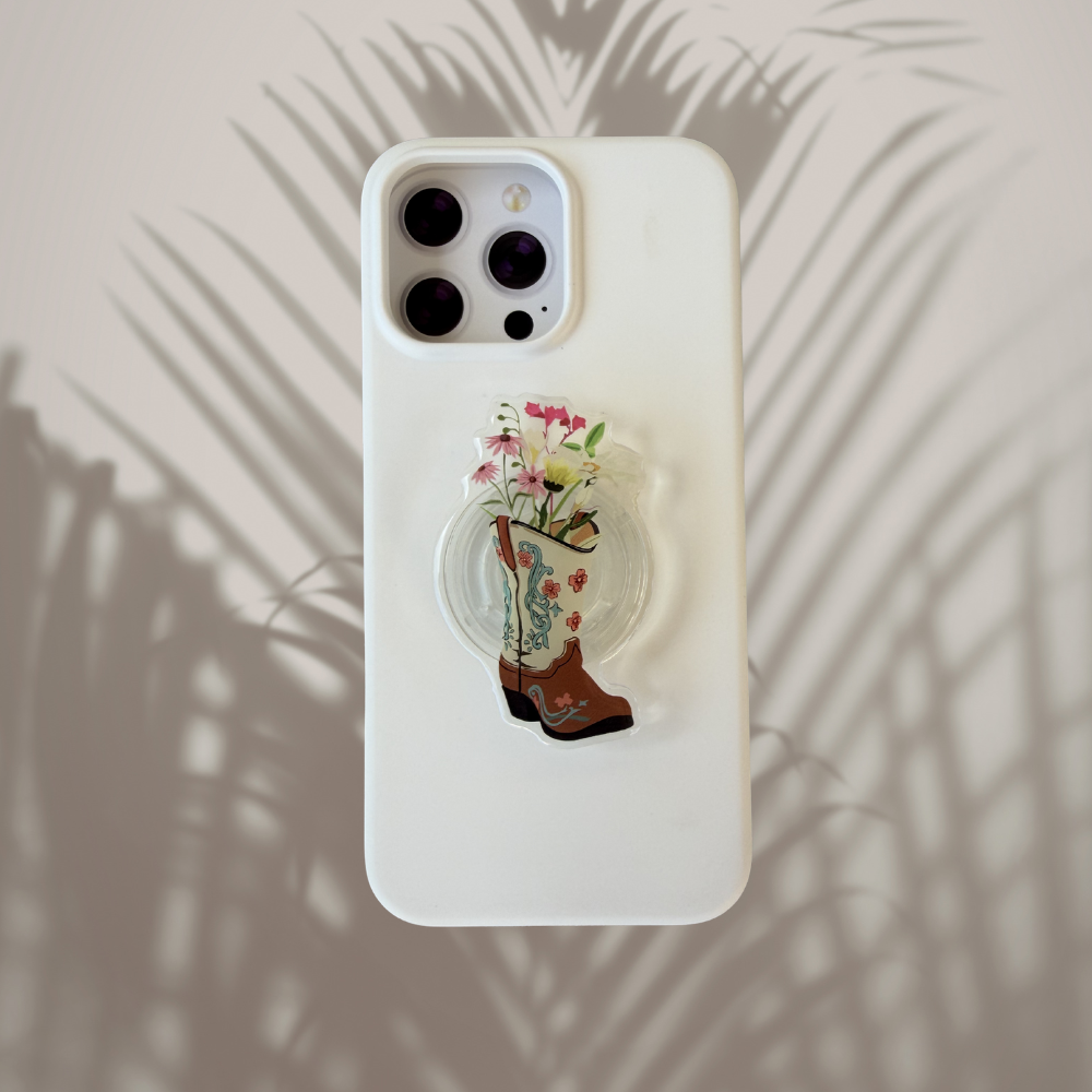 Cowgirl Boot with Flowers Phone Grip