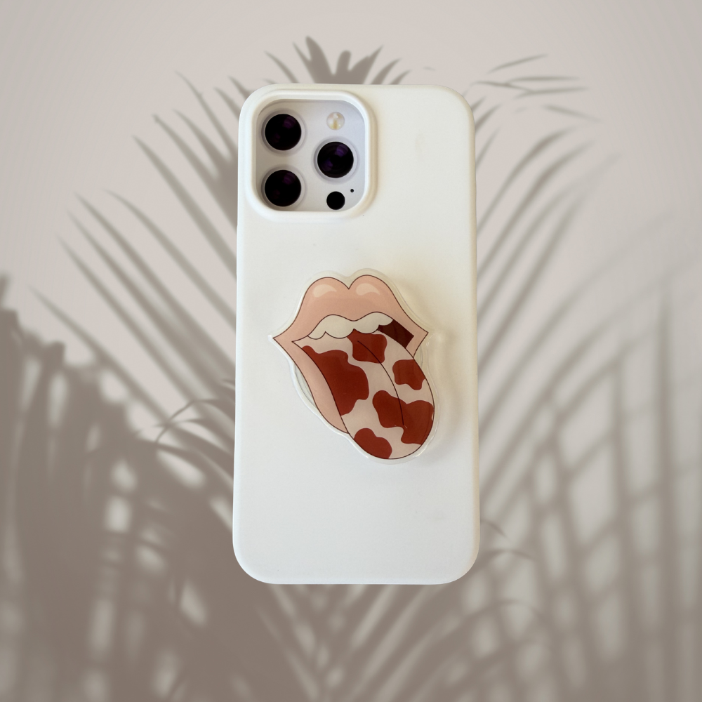Cow Print Tongue Phone Grip