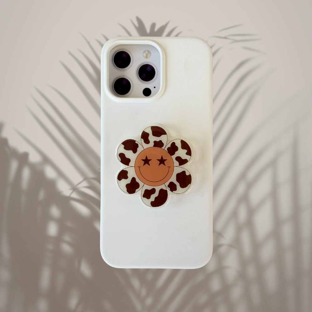 Cow Print Flower Phone Grip