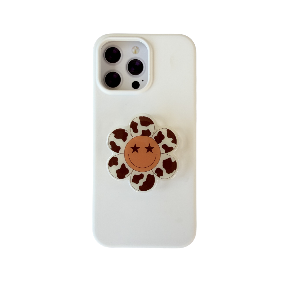 Cow Print Flower Phone Grip