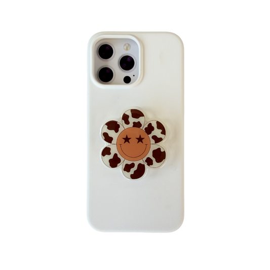 Cow Print Flower Phone Grip